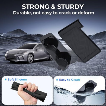 Cup Holder Insert & Wireless Charging Protective Mat for Toyota Camry 2026 2025, Center Console Interior Accessories Cup Holder & Wireless Charger Cover Pad for 2025-2026 Camry, Black - style: Fits for 2025-2026 Camry