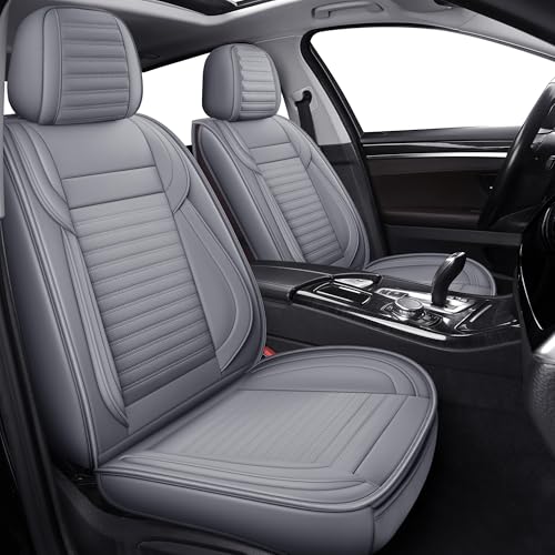 Full Set Car Seat Covers, Faux Nappa Leather, Airbag Compatible and Waterproof Protectors for Sedans SUVs, Breathable Interior for Active Families, Pets, and Commuters (5 Seats, Gray) - color: Gray, size: Full set