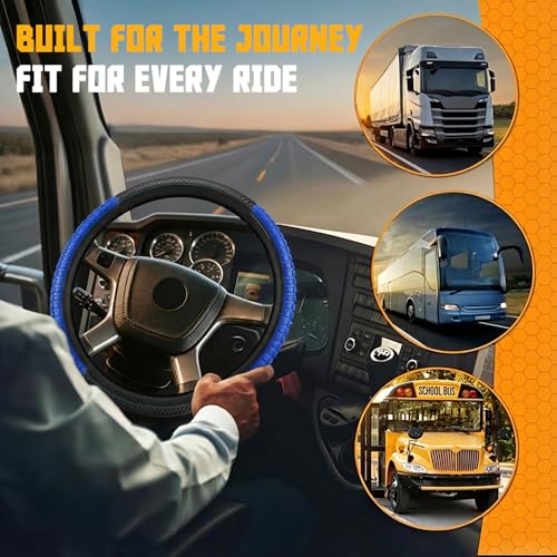 18" Semi Truck Steering Wheel Cover (FITS 17.5"-18" ONLY) | Heavy Duty Carbon Fiber & 3D Massage Grip for Long Hauls | Anti-Slip Odorless Rubber, Upgrade Your Big Rig