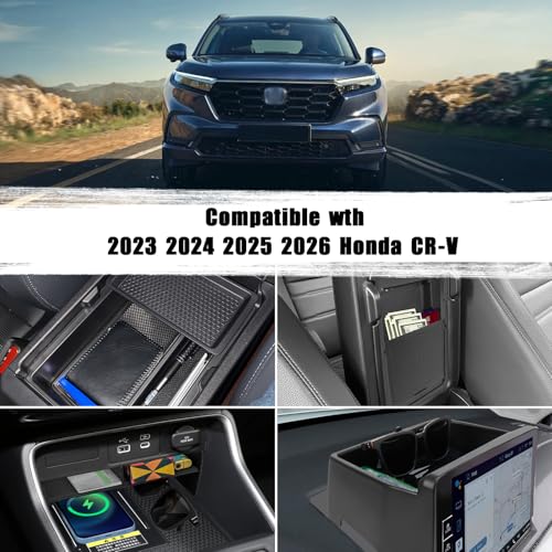 4PCS Center Console Organizer Compatible with 2023 2024 2025 2026 Honda CRV EX-L/Sport-L Hybrid Dashboard Tray and Armrest Storage Box Armrest Hidden Tray Interior Accessories - size: 4 Pcs Center Console Organizer