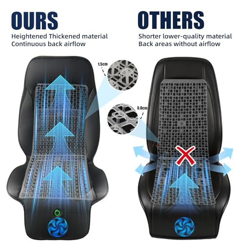 Cooling Seat Cover for Cars, 12V 3-Speed Cooling Car Seat Cushion with Weight Sensing, Universal Fit for Summer Car SUV Truck Bus, Comfortable Non-Slip Breathable 3D Mesh Leather, Black