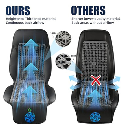 Cooling Seat Cover for Cars, 12V 3-Speed Cooling Car Seat Cushion with Weight Sensing, Universal Fit for Summer Car SUV Truck Bus, Comfortable Non-Slip Breathable 3D Mesh Leather, Black