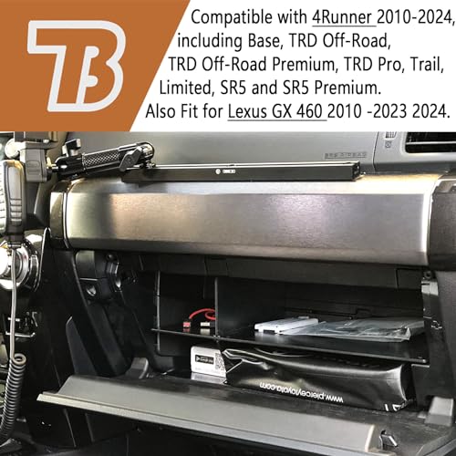 Glove Box Organizer Compatible with 4Runner 2010 2011-2019 2021 2022 2023 2024 and GX 460 2010-2024 Accessories, Insert Glove Compartment ABS Materials, Black