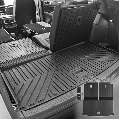 Cargo Mat with Backrest Mats for Volkswagen VW Atlas 6/7 Seats 2018-2025 2026 Car Mat Accessories(Not Fit Cross Sport), All Weather TPE Trunk Cargo Liner(Cargo Mat with Backrest Mats)
