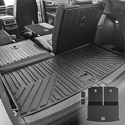 Cargo Mat with Backrest Mats for Volkswagen VW Atlas 6/7 Seats 2018-2025 2026 Car Mat Accessories(Not Fit Cross Sport), All Weather TPE Trunk Cargo Liner(Cargo Mat with Backrest Mats)