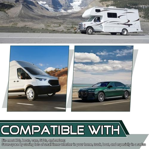 JINGKE 2 Pcs Small Cargo Net Pocket Elastic Mesh Netting Car Mesh Pouch with Screws and Hooks for Trunk RV Boats Home Cargo Storage (25.6'' x 9.8'') - size: 25.6'' x 9.8''