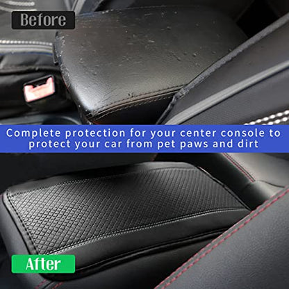 Ziciner Car Center Console Armrest Pad, 12.6X 7.2 Inch PU Leather Waterproof Auto Armrest Seat Box Cover Protector, Universal Car Interior Accessories (Black & Grey) - color: Black & Gray