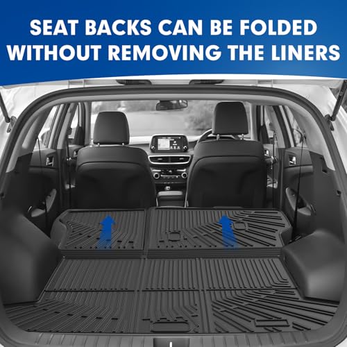 Mixsuper Cargo Liner for Hyundai Tucson 2022-2025 2026 Gas (Non for Hybrid& Plug-in Hybrid), All Weather Trunk Mat Backrest Mat TPE Back Seat Cover Protector for Tucson Accessories - size: 22-26 |Tucson| Cargo & Backrest Mat