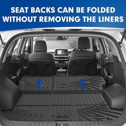 Mixsuper Cargo Liner for Hyundai Tucson 2022-2025 2026 Gas (Non for Hybrid& Plug-in Hybrid), All Weather Trunk Mat Backrest Mat TPE Back Seat Cover Protector for Tucson Accessories - size: 22-26 |Tucson| Cargo & Backrest Mat