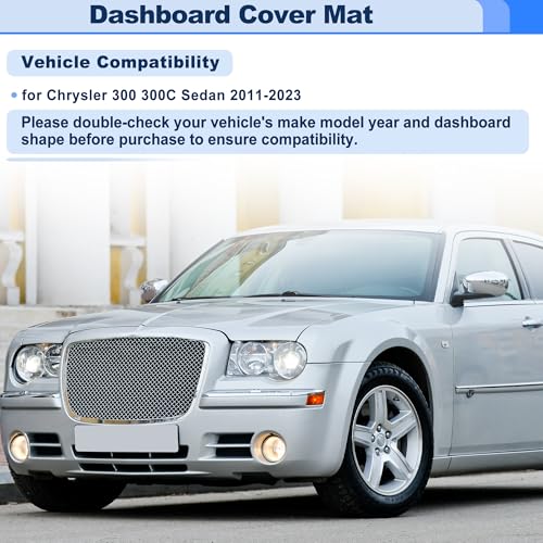 Dashboard Cover for Chrysler 300 300C Sedan 2011-2023 Interior Polyester Dash Cover Mat Pad Carpet Non-Slip Dashboard Protector Sunshine UV & Heat Resistant Black - style: for Chrysler 300 300C Sedan 2011-2023