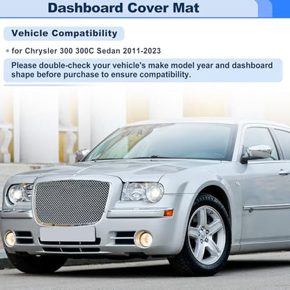Dashboard Cover for Chrysler 300 300C Sedan 2011-2023 Interior Polyester Dash Cover Mat Pad Carpet Non-Slip Dashboard Protector Sunshine UV & Heat Resistant Black - style: for Chrysler 300 300C Sedan 2011-2023