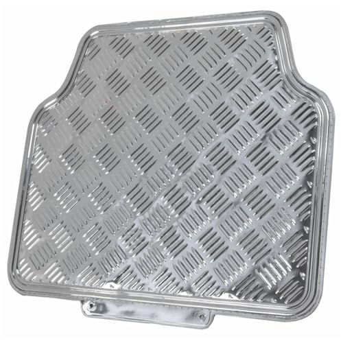 Carxs Full Metal Design Car Floor Mats Heavy Duty Metallic 4pc Front Rear Silver Rubber MT-641 CFMDCFMHDM4FRS