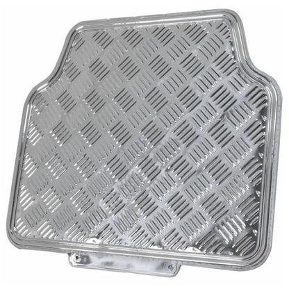 Carxs Full Metal Design Car Floor Mats Heavy Duty Metallic 4pc Front Rear Silver Rubber MT-641 CFMDCFMHDM4FRS