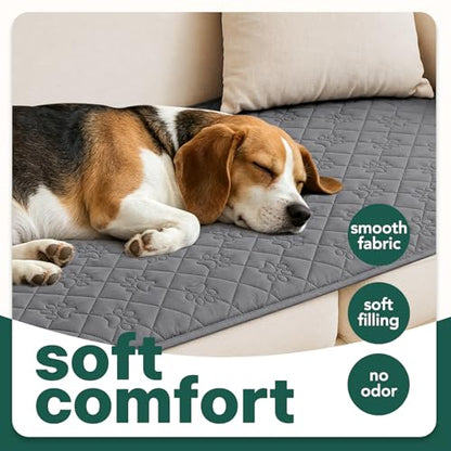 PAWFINITY Waterproof Couch Cover for Dogs, Pee Proof Pet Blanket, Paw Print Quilted, Pet Hair Resistant, Scratch-Resistant, Washable Furniture Protector for 2-3 Seat Sofa and Bed, 30x80 Inch, Grey - size: 80x30 inch (pack of 1)