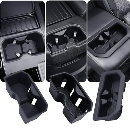 3PCS Cup Holder Inserts for Toyota Tundra 2026 2025 2024 2023 2022 (Only Fits for SR/SR5/Limited/TRD Pro), Interior Accessories Front & Rear TPE Cup Holders Covers Protector, Black - style: Fits for 2022-2026 Tundra