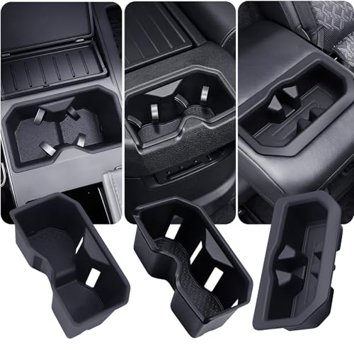 3PCS Cup Holder Inserts for Toyota Tundra 2026 2025 2024 2023 2022 (Only Fits for SR/SR5/Limited/TRD Pro), Interior Accessories Front & Rear TPE Cup Holders Covers Protector, Black - style: Fits for 2022-2026 Tundra