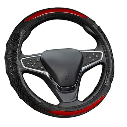 GIANT PANDA Steering Wheel Cover for Chevy Silverado - Car Steering Wheel Cover for Chevrolet Colorado Tahoe - Red - color: A-Black+Red