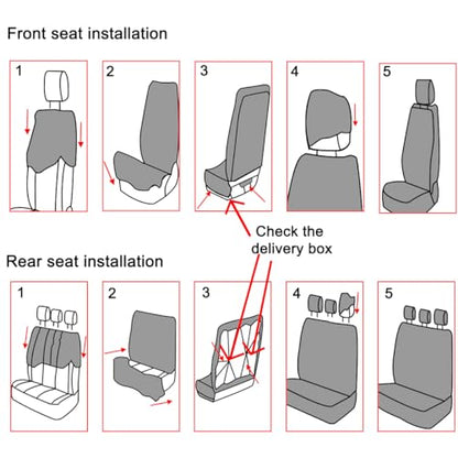 9PCS Full Set Car Seat Covers, Automotive Front and Rear Split Bench Protector Cover Set, Light Breathable Durable Washable, Airbag Compatible, Universal for SUV, Truck, RV, Van, Sedan