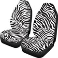 Black-White Zebra Print Car Seat Covers 2pcs Universal Fit Front Car Interior Seat Protectors Polyester Fabric - color: Black-white Zebra