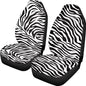 Black-White Zebra Print Car Seat Covers 2pcs Universal Fit Front Car Interior Seat Protectors Polyester Fabric - color: Black-white Zebra