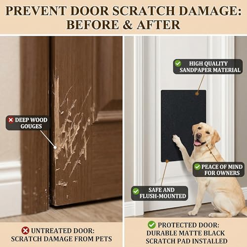 10 Pack Dog Nail Scratch Board, Self-Adhesive Scratch Pad for Dogs Replacement Pet Door Scratcher Shield, No Drilling Door Guard to Protect Doors, Nail File Pad for Dogs Cats, 14.3*9.8 Inch