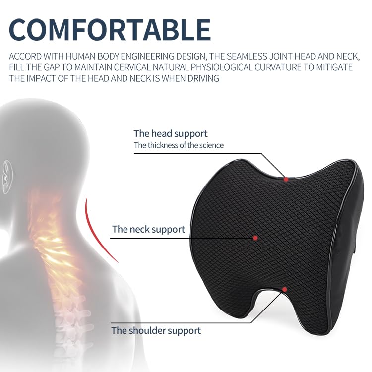 Car Neck Support Pillow,Car Neck Pillow for Relieving Neck Fatigue 100% Soft Memory Foam,Ergonomic Design