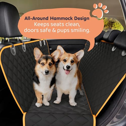 Dog Car Seat Cover for Back Seat, Waterproof Hammock for Car, SUV & Truck, Non-Slip Backseat Cover for Dogs, Heavy-Duty Dog Hammock Style Seat Protector Pets, Easy to Install & Clean