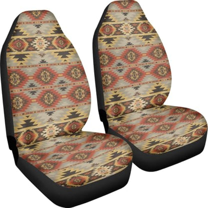 Pehede Car Seat Cover Tribal Abstract Geometric Ethnic Pattern Front for Cars, Easy to Install Cover Set, Accessories Auto Trucks Van SUV,2 Packs - color: Multi36