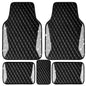 CAR PASS Bling Leather Car Mats Shining Diamond Floor Mats Crystal Rhinestone Sparkly Glitter Carpet Anti-Slip Waterproof Pad Universal Fit Automotive SUV, Sedan, Van, 5pcs Girl Women, Black Silver - color: Black Leather White Diamond