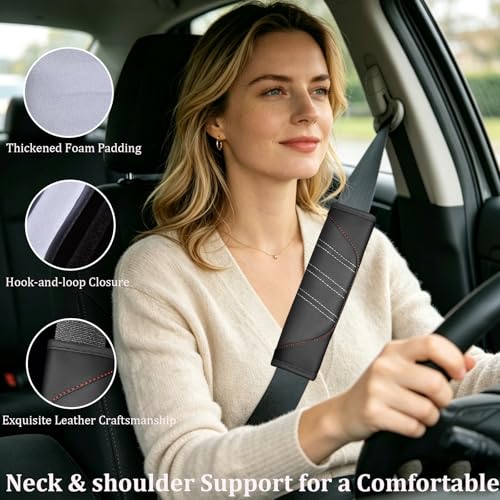 10PCS Car Interior Accessories Sets,Steering Wheel Cover, Seat Belt Cover Pads, Center Console Cover,Cup Holder Coasters,Air Vent Decorative Clip(Black) - color: Black