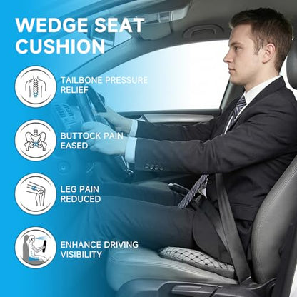 Livtribe Car Seat Cushion - Memory Foam Seat Pad for Sciatica & Lower Back Pain Relief - Driving Cushion with Breathable Mesh Cover - Road Trip Essentials for Drivers (3D Gray) - color: Gray