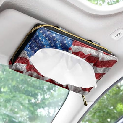 American Flag Print Car Visor Tissue Holder Automotive Sun Visor Napkin Holder American Flag Print Tissue Box Holder for Car - color: American Flag Prints
