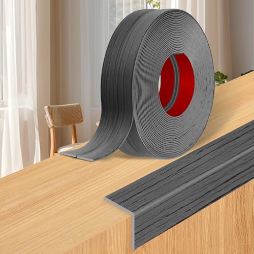 Wall Corner Protector Moulding Trim Peel and Stick Wall Corner Guards Trim Flexible Self Adhesive Edge Protector Moulding, 0.8 in x 10 Ft, Deep Gray Wood - color: Deep Gray Wood, size: 0.8 In x 10 Ft