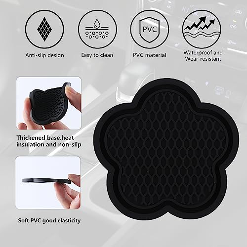 GArhomxy Non-Slip Cup Coaster, 4pcs Universal Shaped Coaster, PVC Flower, Crystal Car Interior (Black) - color: Black