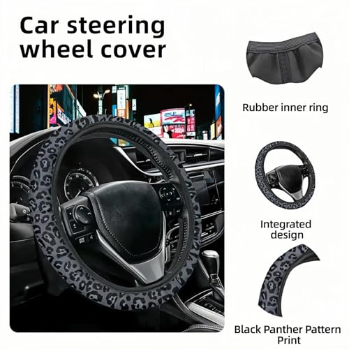 Leopard Print Steering Wheel Cover | Non Slip, Breathable Neoprene | Universal 15 Inch Fit (14.5"-15.5") | Comfort Grip | Fade Resistant | Easy Install-Comfort Grip for Cars, Trucks, SUVs
