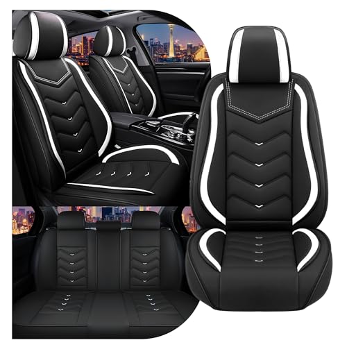 CTDS Car Seat Covers for Dodge Charger 2006-2024, Stylish Sport Seat Cover, Premium Nappa Leather Car Seat Cover. Automobile Seat Covers Sets.(Standard 5 Seats/Black White) - color: Black White, size: Standard 5 Seats