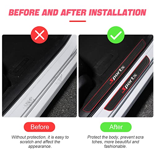 4PCS Car Door Sill Plate Protectors, Auto Door Entry Guards Sill Scuff Cover Panel Step Protector, PVC Rubber Anti-Scratch Front Rear Door Pedal, Car Accessories for Most Vehicles (Black/Sport) - color: Black/Sport