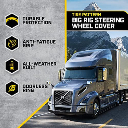 Cat® DuraGrip Steering Wheel Cover, Tire Tread Inspired Traction Grip Design, Black Steering Wheel Cover for RV Semi Truck Big Rig Trucker - X-Large 17.5" - 18" Inches - color: Black DuraGrip, size: XL Big Rig (17.5-18")