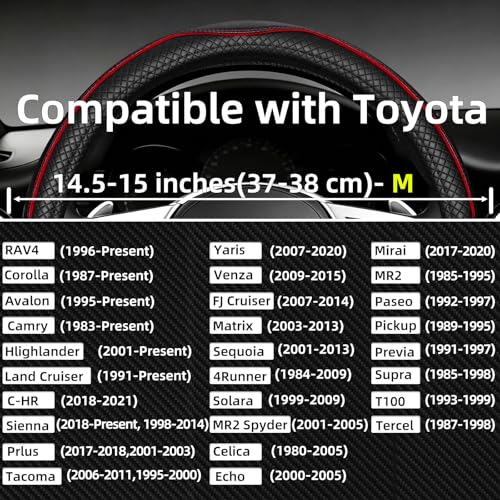 NBTEPEM Customized Auto Car Steering Wheel Cover for Toyota, Microfiber Leather Steering Wheel Covers with Anti-Slip Lining, Breathable, Safety, Soft, Sports Style (Black with Red Line) - color: Black with Red Line