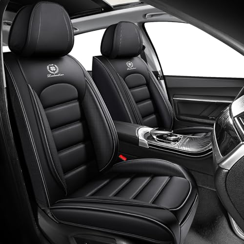 Front Set for Volkswagen Taos Seat Covers 2022-2026, Waterproof Nappa Leather Car Seat Protector, Anti-Slip & Comfortable Car seat Cover (Standard 2 Seats Black) - color: Black, size: Standard 2 Seats