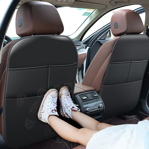 Back Seat Protector Car Kick Mats for Honda CRV CR-V SUV with 2 Pocket Storage Organizer, Waterproof Dirt Proof Faux Leather Back Seat Covers for Kids Automotive Accessories (1 Pair,Black) - color: #Black, size: For Honda CR-V