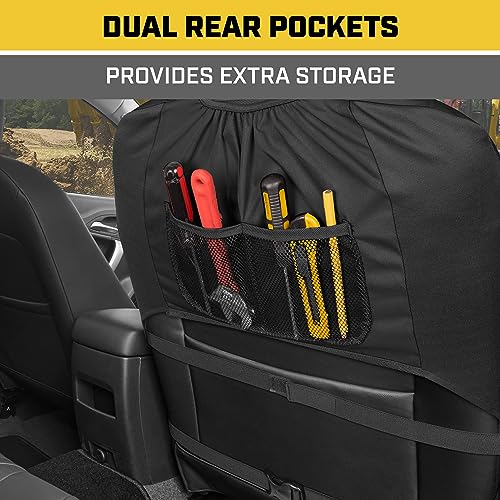CAT DuraDrive Car Front Seat Cover – (2) pc, Black Oxford, Heavy Duty Protection, Semi-Universal Fit – Durable Water-Resistant Auto Seat Protector for Truck, SUV, Sedan – Easy Install & Washable