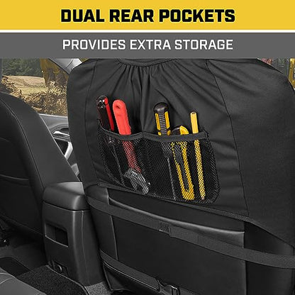 CAT DuraDrive Car Front Seat Cover – (2) pc, Black Oxford, Heavy Duty Protection, Semi-Universal Fit – Durable Water-Resistant Auto Seat Protector for Truck, SUV, Sedan – Easy Install & Washable