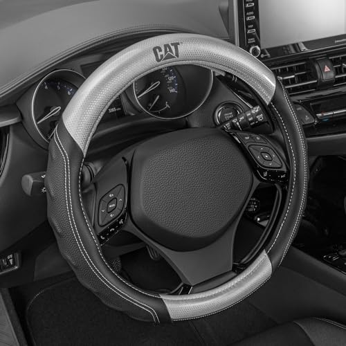 Cat® HexSport Gray Carbon Fiber Steering Wheel Cover, Standard 15 inch Size, Durable and Comfortable with Advanced Grip, Car Steering Wheel Cover for Auto Truck Van SUV - color: Gray HexSport, size: Standard (14.5-15")
