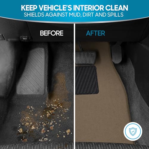 Beige Heavy Duty Front & Rear Carpet Floor Mats Universal Liners for Car SUV Van & Truck, All Weather Protection with Anti-Slip Nibs, Fit Contours of Most Vehicles - color: 100-MB