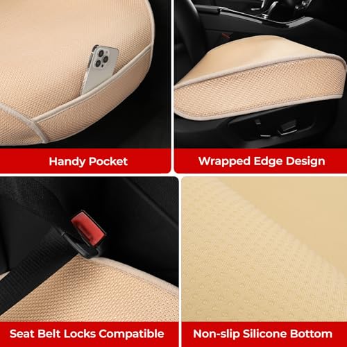 2pcs All-Season Car Seat Wraps Khaki - Breathable Car Seat Covers with Anti Slip Bottom - Durable Auto Seat Cushions Universal Fit for Vehicles Cars SUV Trucks Front Seats - color: Front Seat Covers Khaki