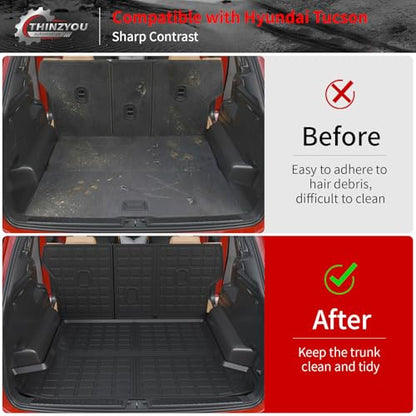 Floor Mats Compatible with 2022-2025 2026 Hyundai Tucson Trunk Mat Cargo Liner Cargo Mat TPE All Weather Back Seat Cover Protector 2024 Tucson Accessories(Floor Mats+Backrest Mats+Trunk Mat) - style: For Hyundai Tucson | 2022-2026