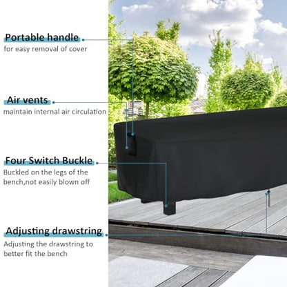 Kingling Outdoor Bench Cover Rectangle, Wood Bench Cover Waterproof Patio Bench Covers for Outdoor Furniture Long Chair Covers, 63" W x 15" D x 18" H