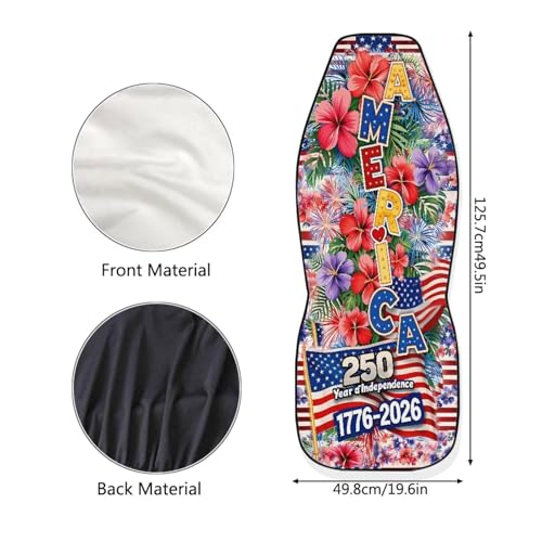 American 250th Anniversary Patriotic Car Seat Covers Two Front Only, Hawaii Hibiscus Flower Automotive Interior Covers Front Seat Protectors, Universal for Car, Truck, SUV - color: American 250th Hibiscus