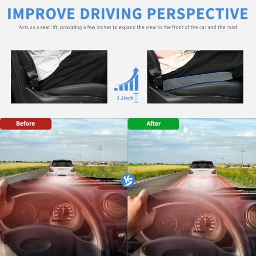 Nilight Car Seat Cushion Grey Leather Breathable Mesh Splicing Cushion Memory Foam Suitable for Daily Life Driving Relieves Sciatica and Tialbone Pain Improves Drive Visibility - color: Grey Leather